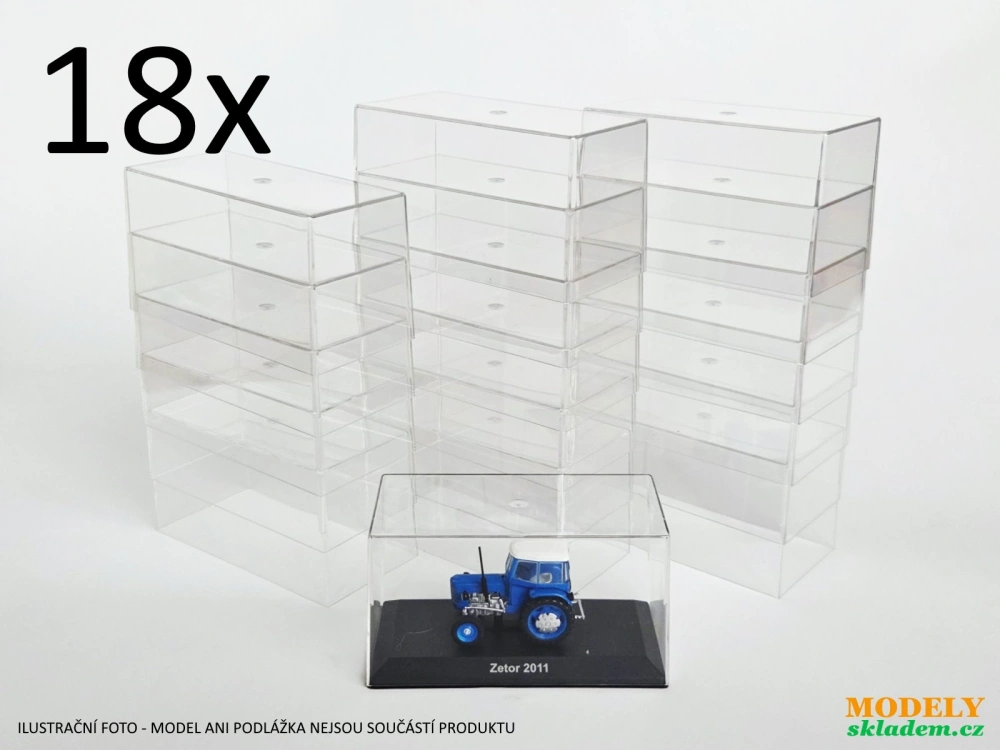 plexi kryt - výška 8cm - vitrína bez podlážky - sada 18ks