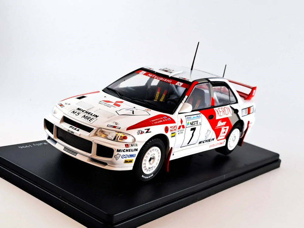Mitsubishi Lancer Evo III no.7, Makinen, 1000 Lakes rally 1996 1:24 Hachette