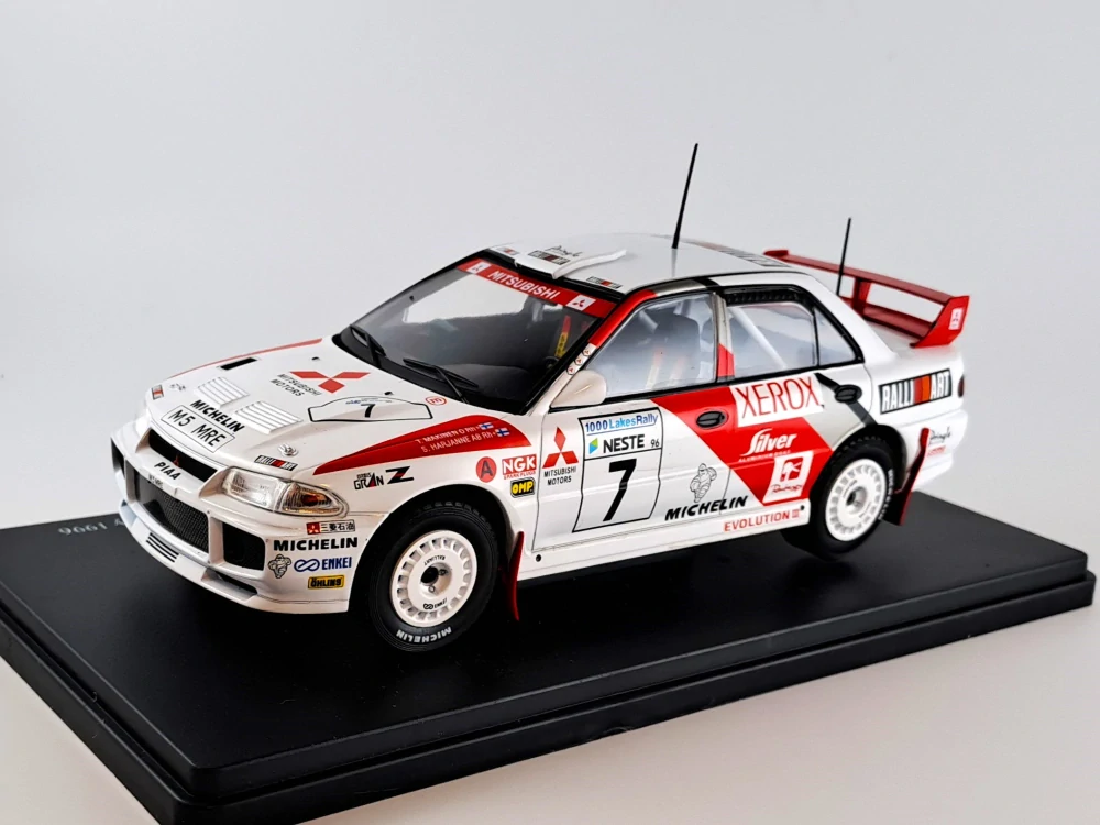 Mitsubishi Lancer Evo III no.7, Makinen, 1000 Lakes rally 1996 1:24 Hachette